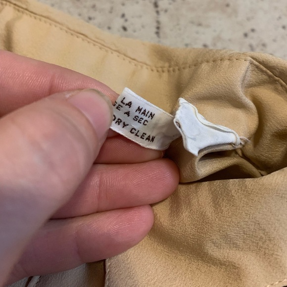 Vintage Marc D'Alcy Paris Tan Pleated Blouse Silky Secretary Shirt 80s/90s M - Picture 6 of 8